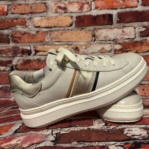 Nero Giardini White and Gold Sneakers